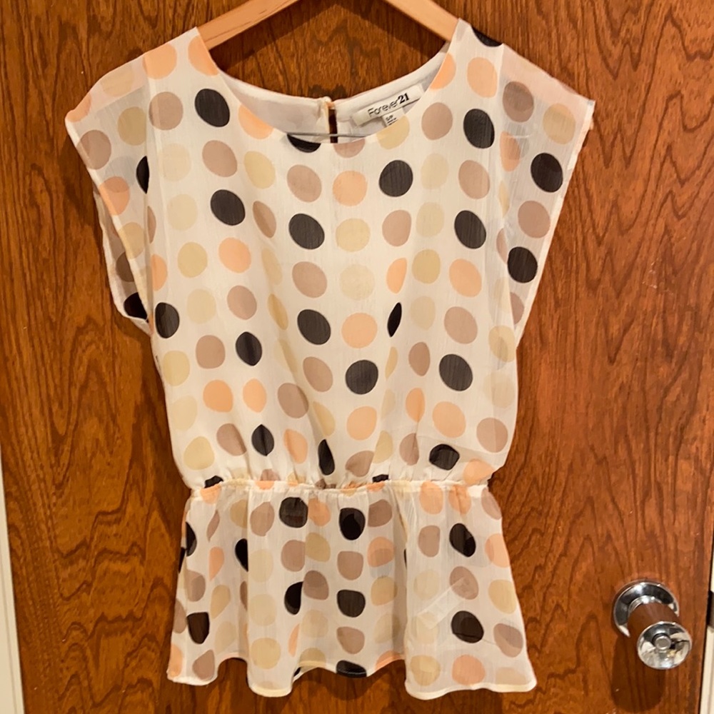 Forever 21 Beige and Polka Dot Sheer Top